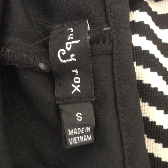 Ruby Rox Dress Sz S Black Top with Striped Bottom Blue Red Yellow - Picture 6 of 7